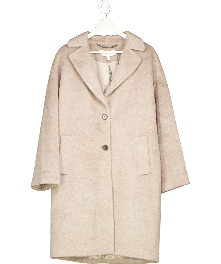 Hobbs Beige Bhavina Wool Blend Coat UK 14