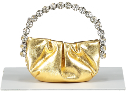 L'alingi Metallic Gold Stone-encrusted Eternity Micro Clutch With Chain Strap