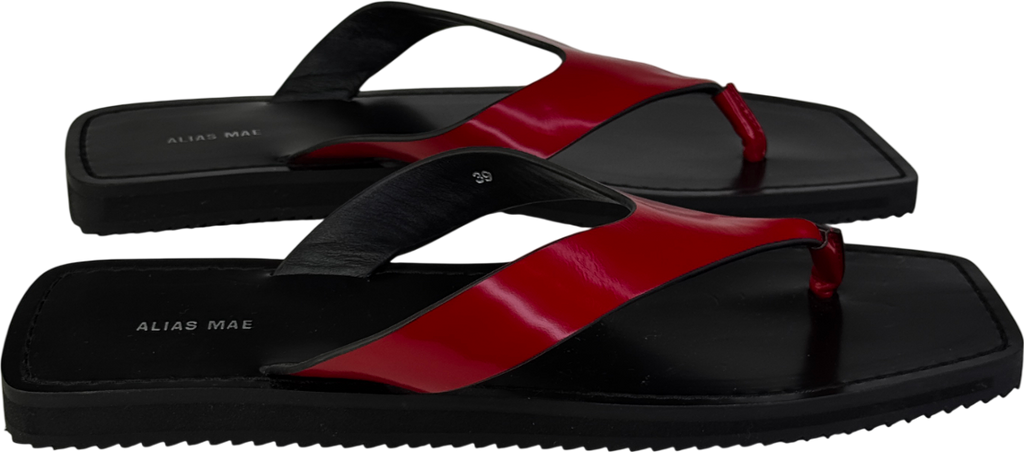 Alias Mae Red Box Leather Charlize Square Toe Thong Sandals UK 6 EU 39 👠