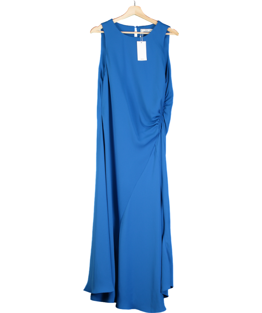 MANGO Blue Midi-dress With Draped Detail UK XXL