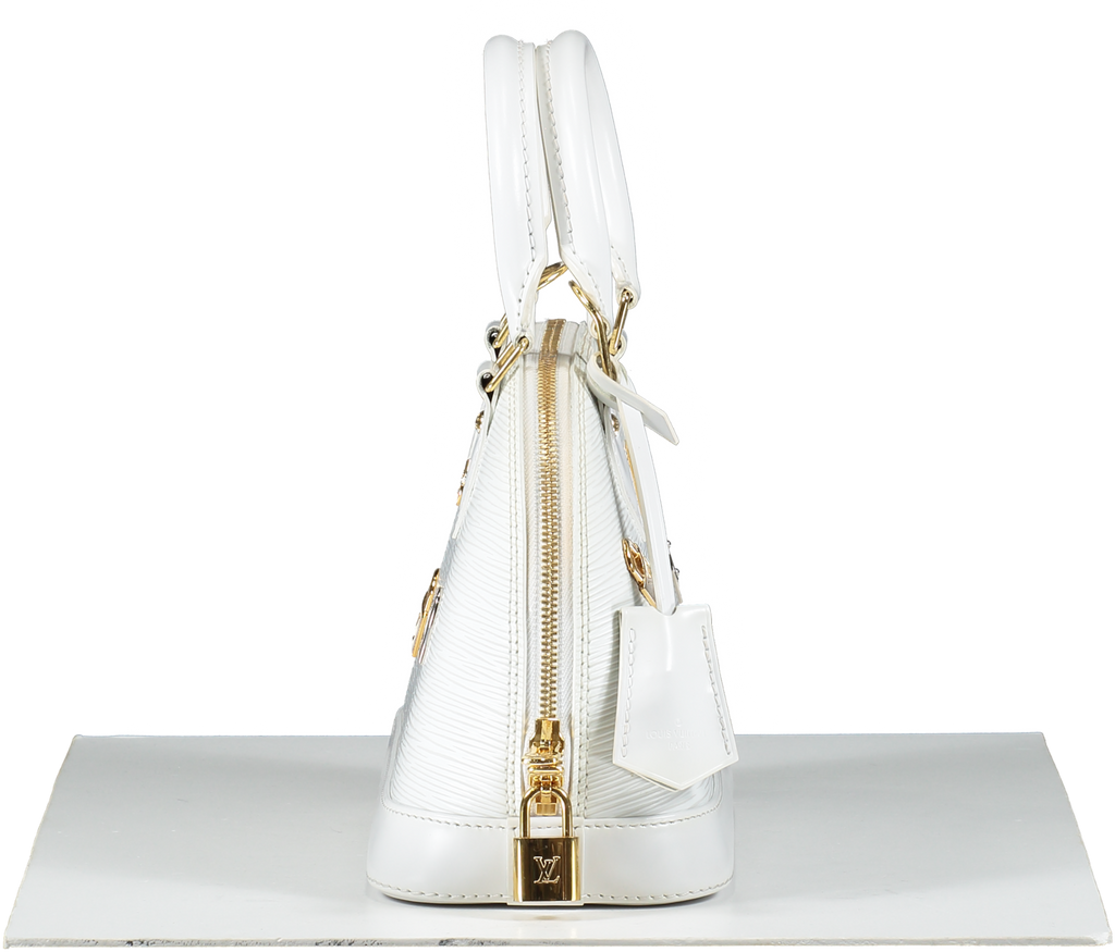 Louis Vuitton White Alma Handbag Love Lock Epi Leather Bb Bag
