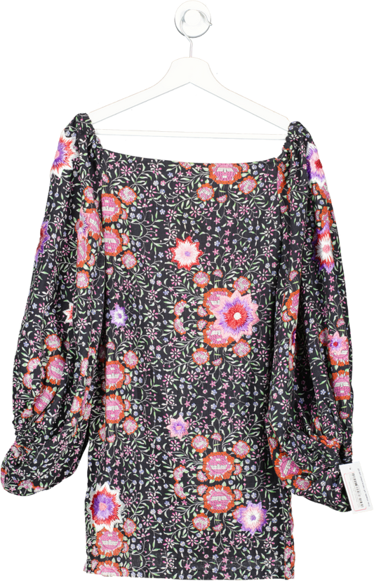 mochi Multicoloured Floral Puff Sleeve Mini Dress UK S