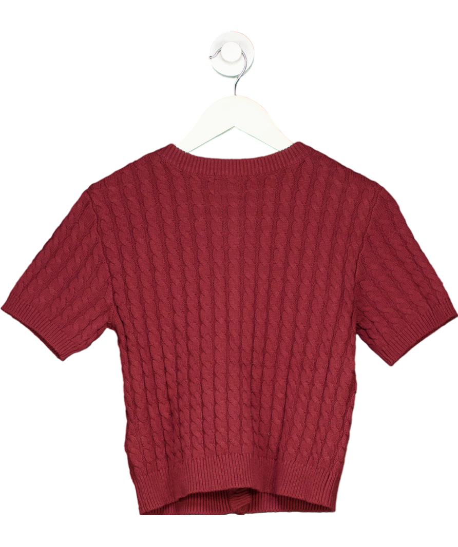 H&M  Burgundy Cable-knit Short Sleeve Cardigan UK S