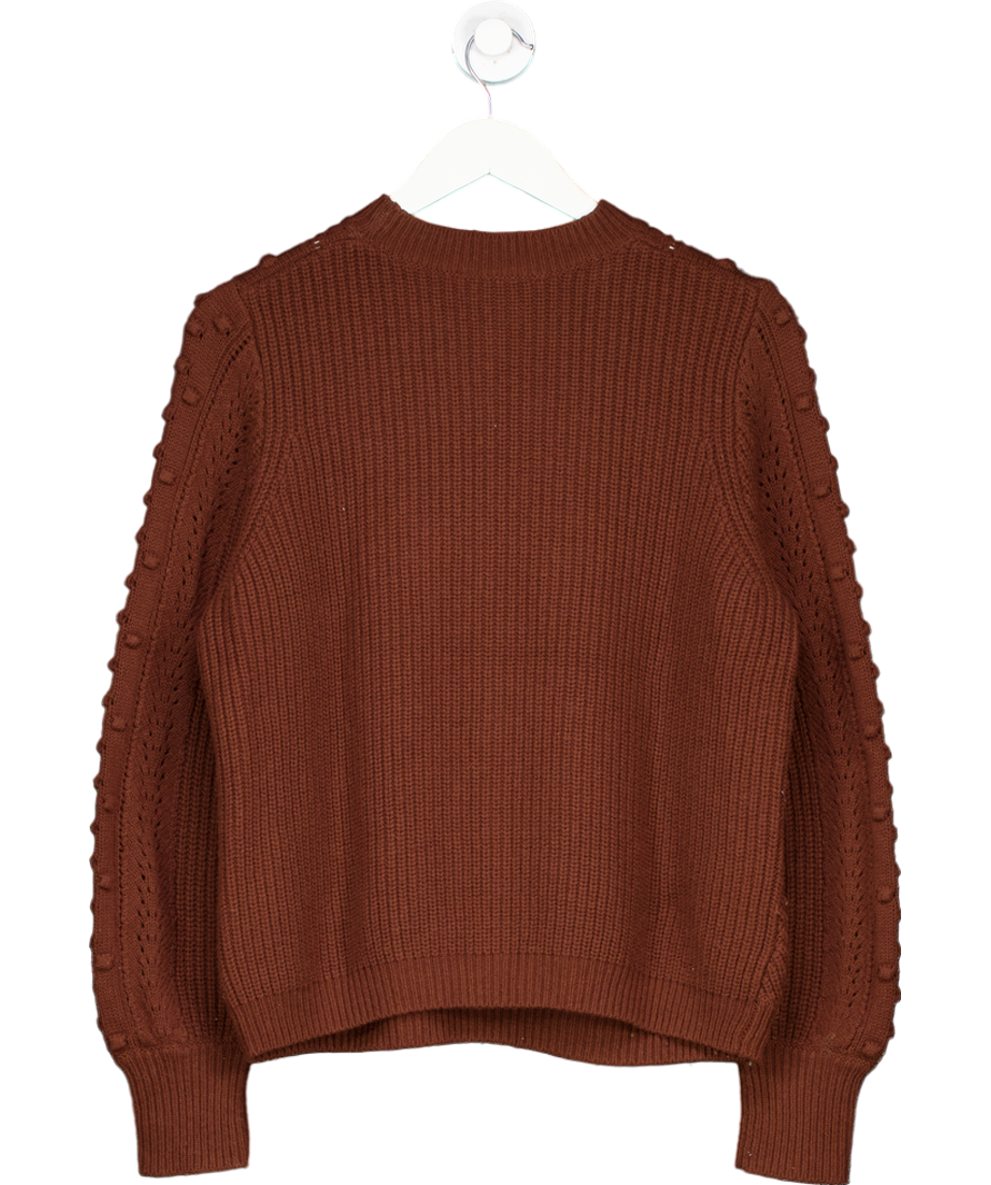 Sezane Chocolate Brown Wool Blend Jumper UK M