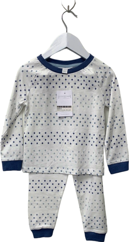 The Little White Company White/Blue Star Stripe Pyjama 1.5-2 Yrs