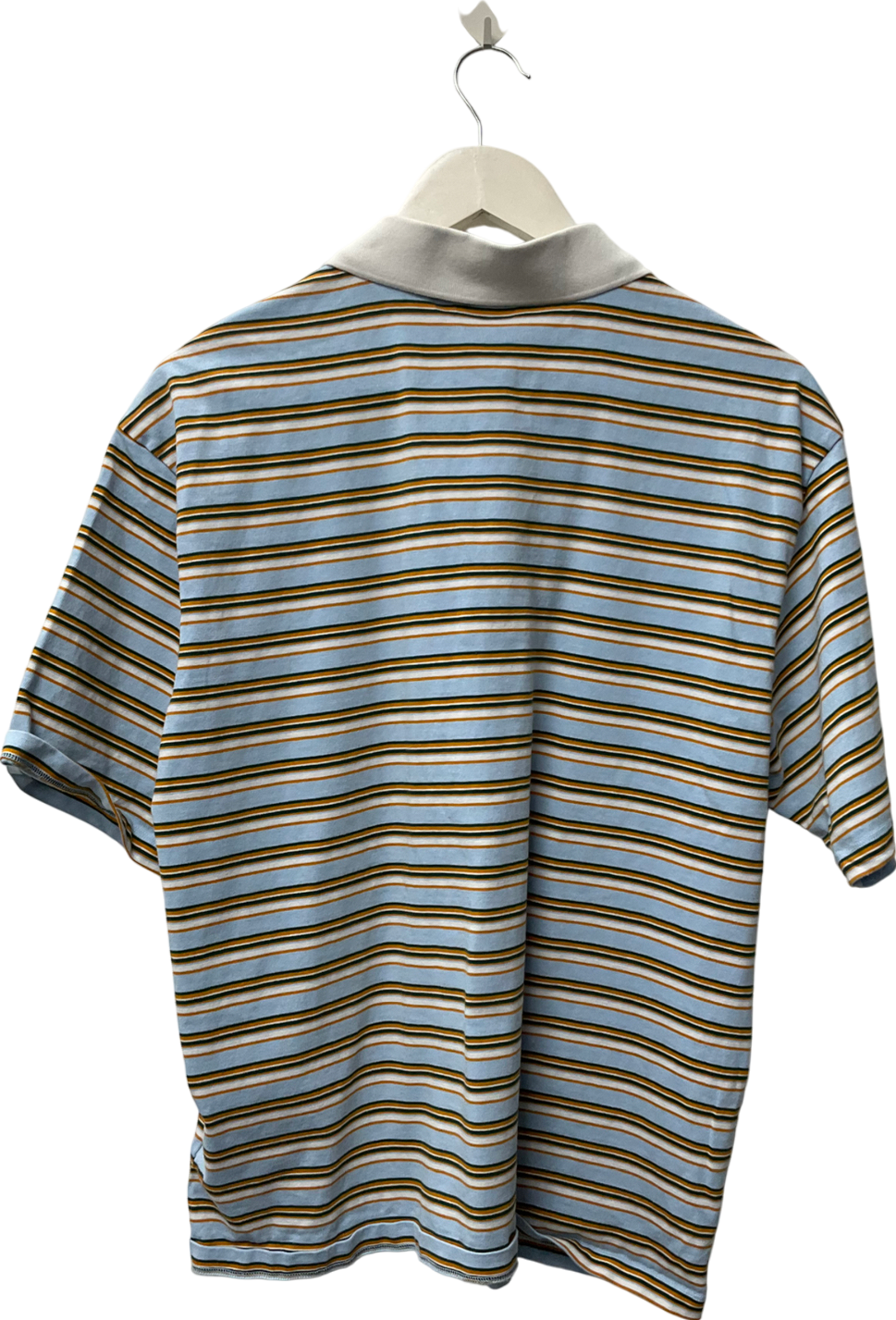 adidas Originals 80s Oversized Polo Shirt In Blue Stripe UK S