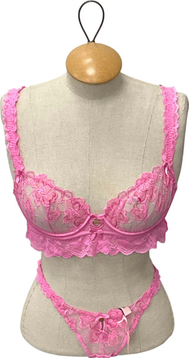 boux avenue Bubblegum Pink Balconette Bra Set UK 34B