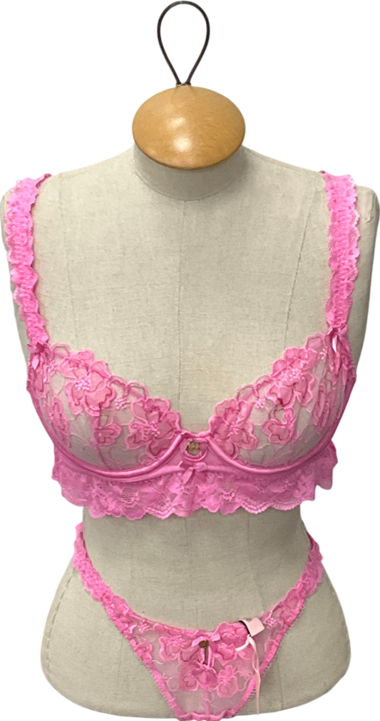 boux avenue Bubblegum Pink Balconette Bra Set UK 34B