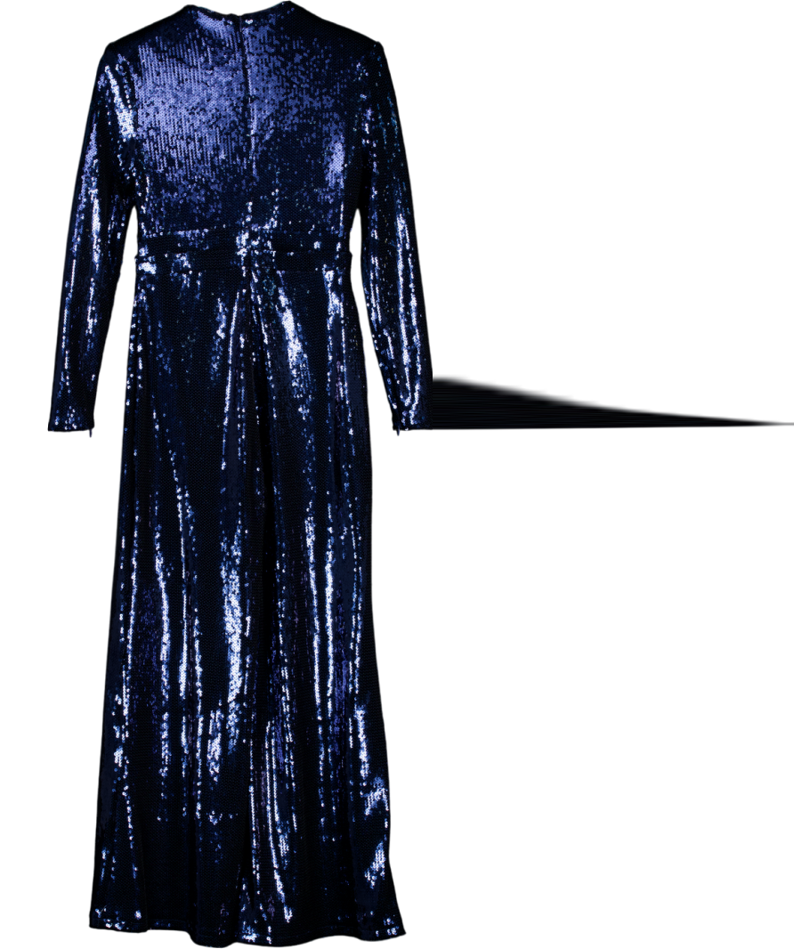 Karen Millen Blue Lace Up Detail Long Sleeve Jumpsuit - Petite UK S