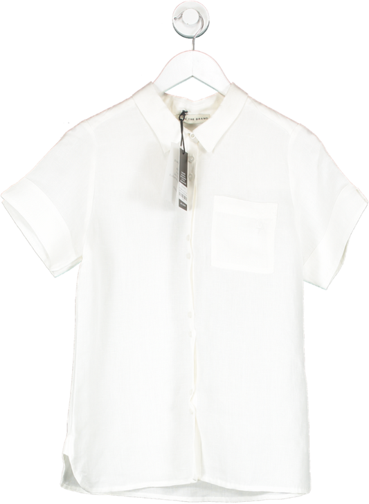 WAT. THE BRAND White Short Sleeve Linen Shirt UK XXS