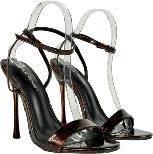 Public Desire Brown Soho Tortoise Print Barely There Strappy Stiletto Heels UK 6 EU 39