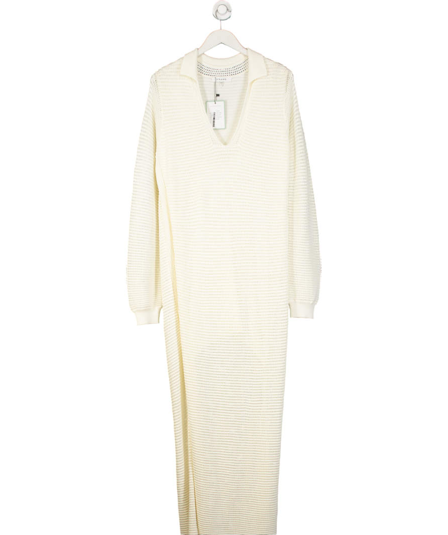 FRAME Cream Crochet Knit Maxi Dress UK M