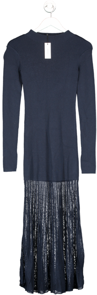 Karen Millen Blue Viscose Blend Knit Sheer Skirt Midaxi Dress UK XS