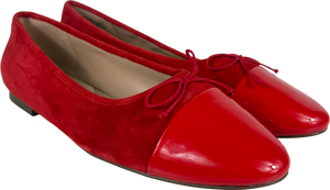 TALBOTS Red Ansly Suede Patent Leather Ballet Flats UK 7.5 EU 40.5