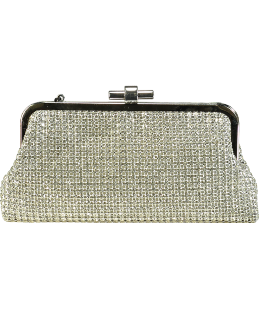 Karen Millen Silver Rhinestone Clutch Bag with chain strap