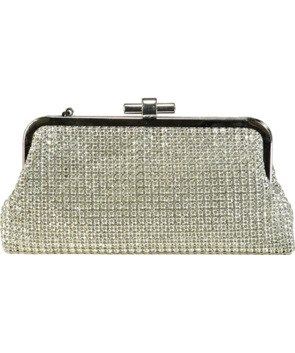 Karen Millen Silver Rhinestone Clutch Bag with chain strap