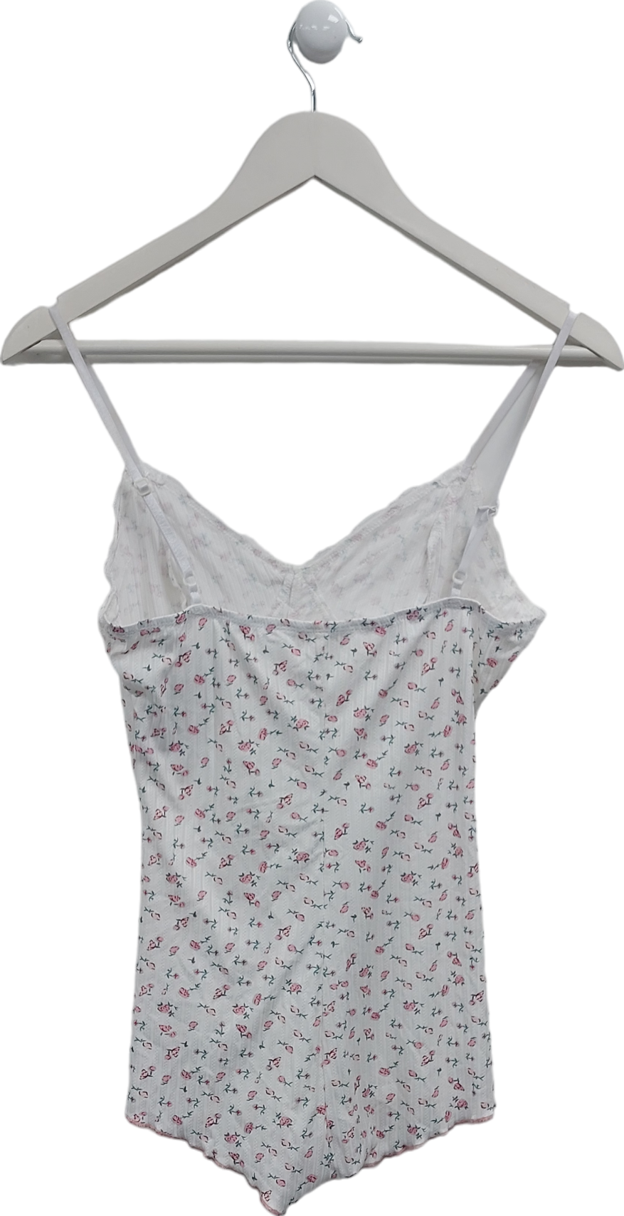 Ego White Strappy Lace Trim Rose Bud Detail Romper UK S