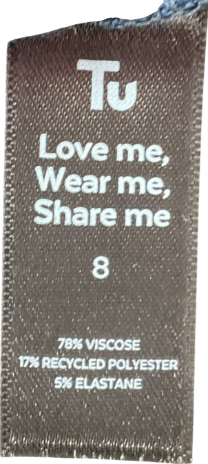 TU Blue Navy Crew Neck Ribbed Slim Fit Long Sleeve Top UK 8