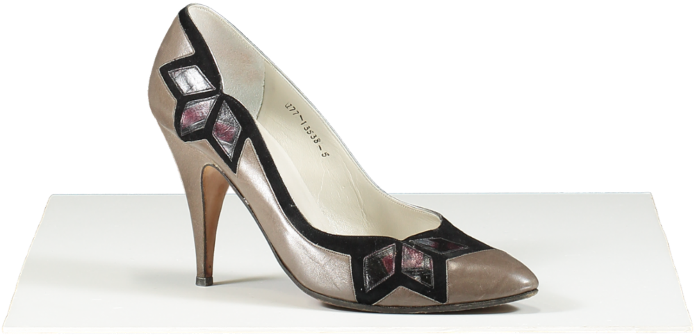 GINA Vintage Black Suede  & Taupe Leather Brazil Court Shoes UK 5 EU 38 👠