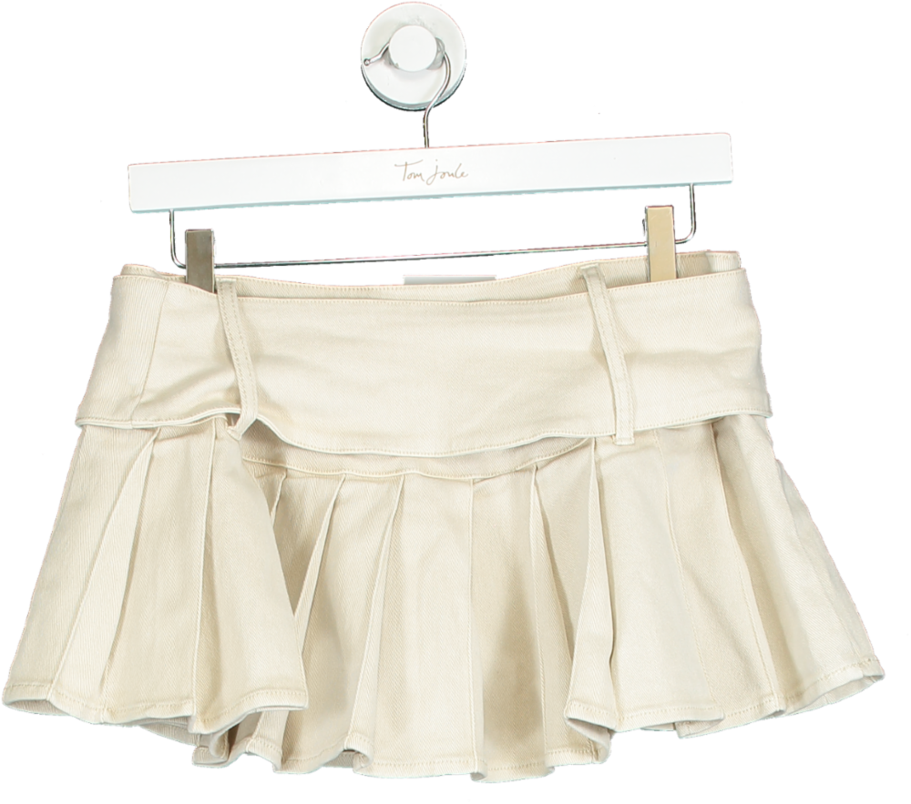 Oh Polly Beige Pleated Mini Skirt with Belt UK 8