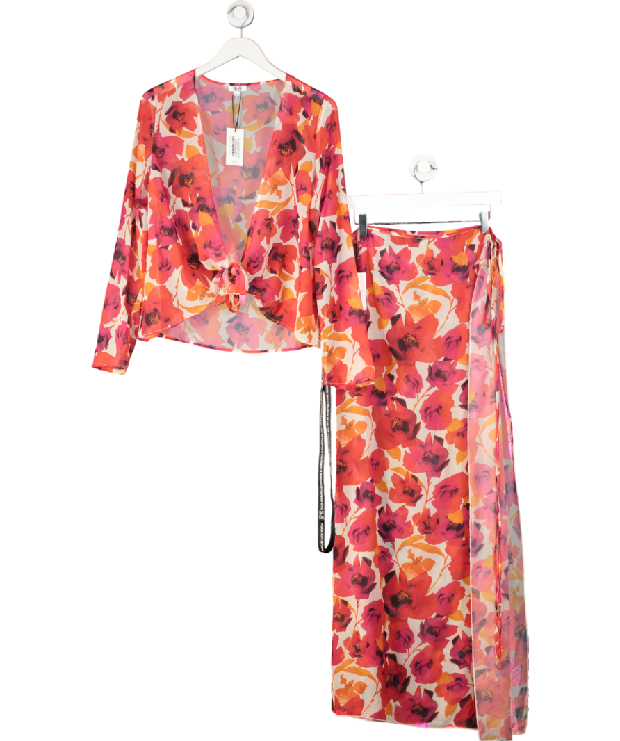 SLA the label Pink Valencia Beach Top And Maxi Skirt UK XXS-XS