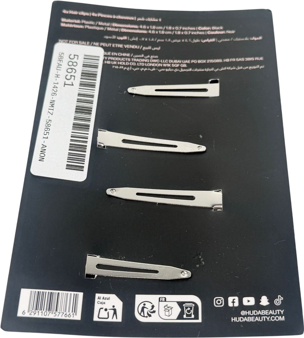 Huda Beauty Black Hair Clips X4 One Size