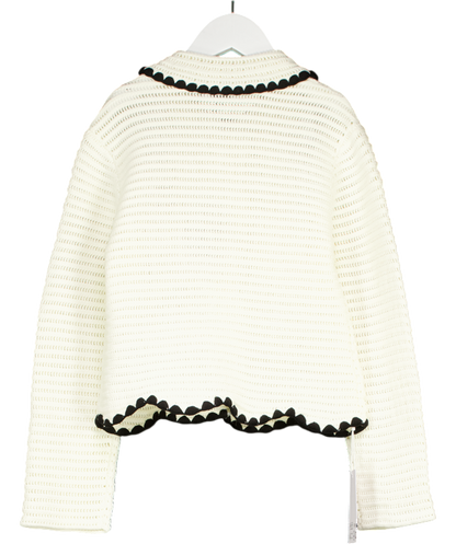 Self-Portrait Cream Crochet Cardigan with Heart Detail Buttons 10-12 Years