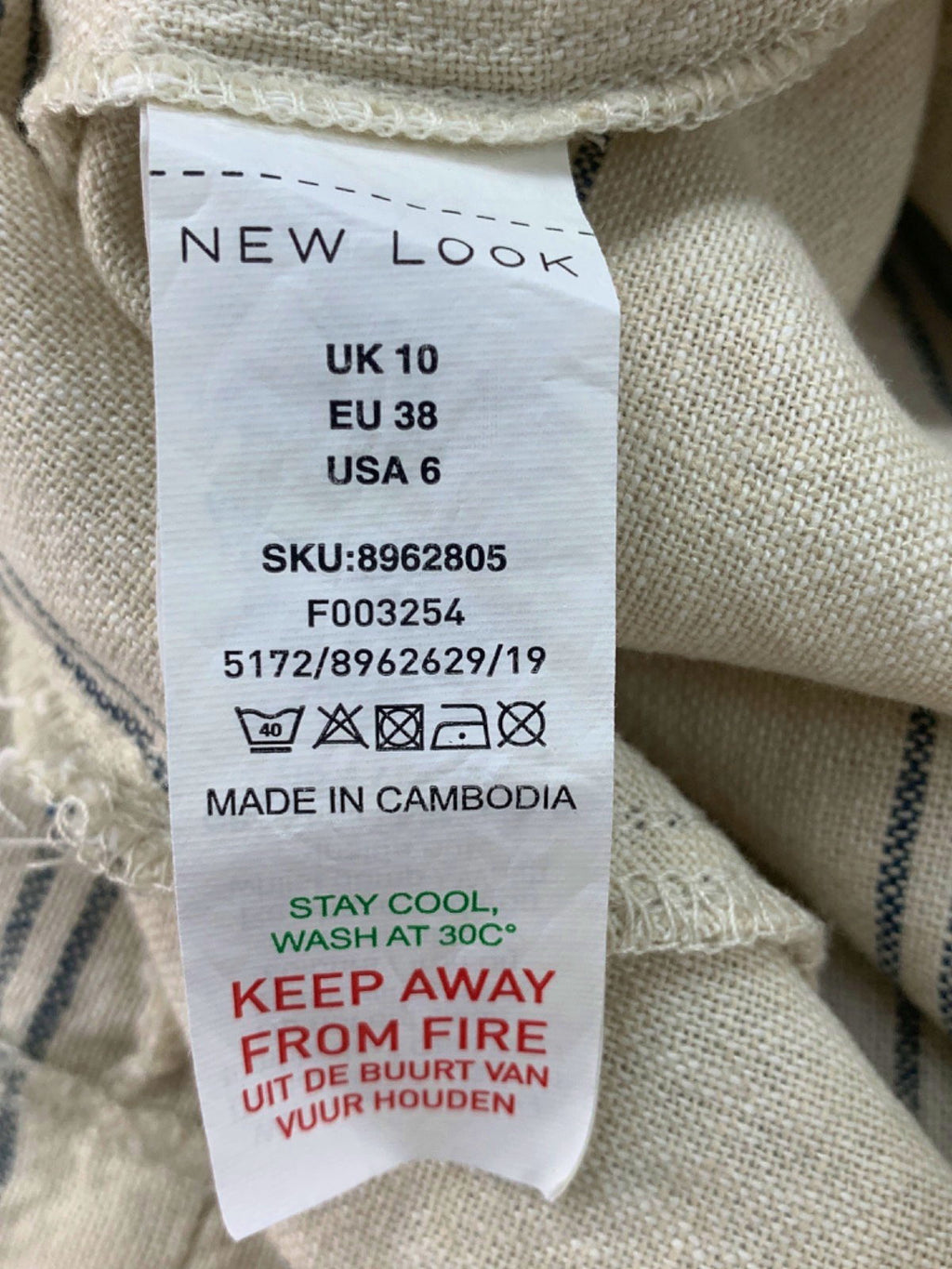 New Look Beige Stripe Linen Vest UK 10