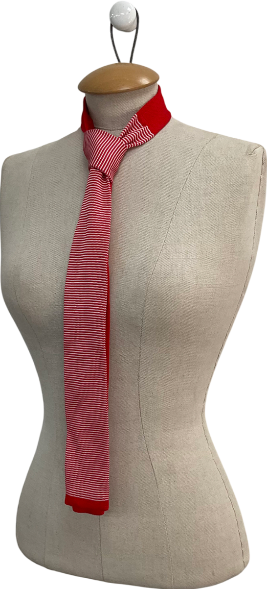 Beau Red Square Cut Knitted Tie One Size
