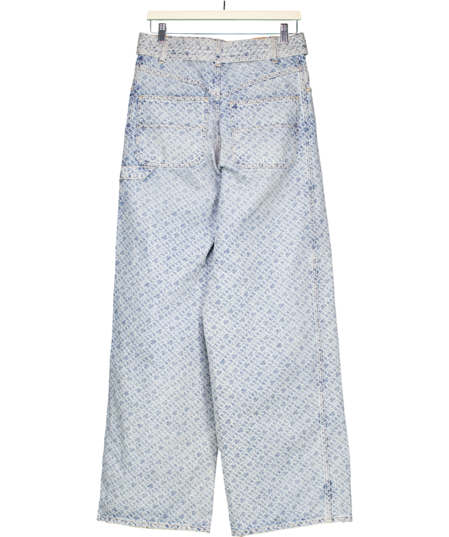 Tommy Hilfiger Blue Monogram Logo Wide Leg Jeans UK 6