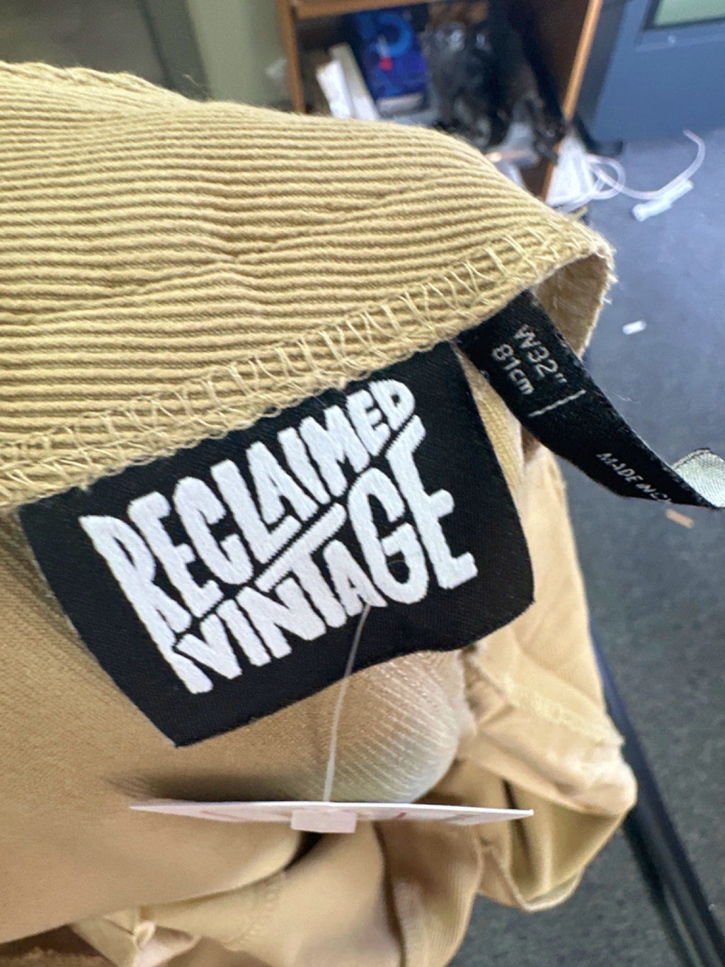 Reclaimed Vintage Beige High Waist Trousers UK W32