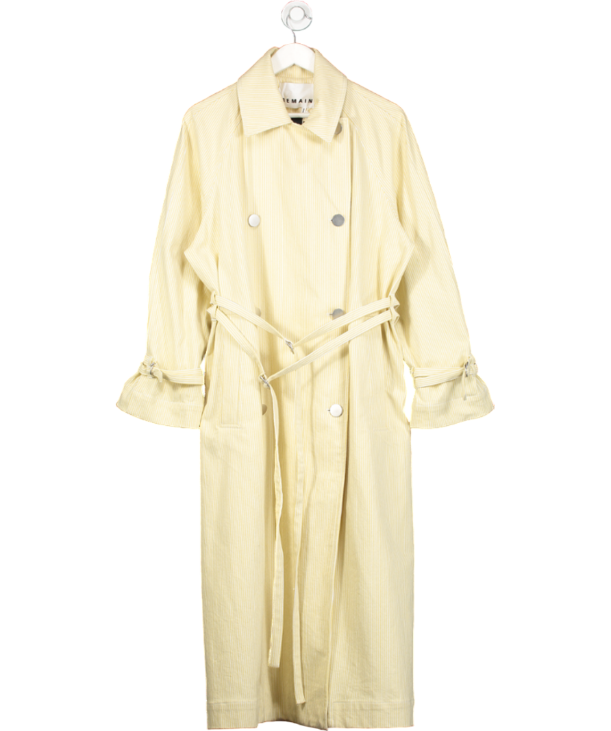 Remain Birger Christensen Yellow Striped Cotton Blend Twill Trench Coat UK XS
