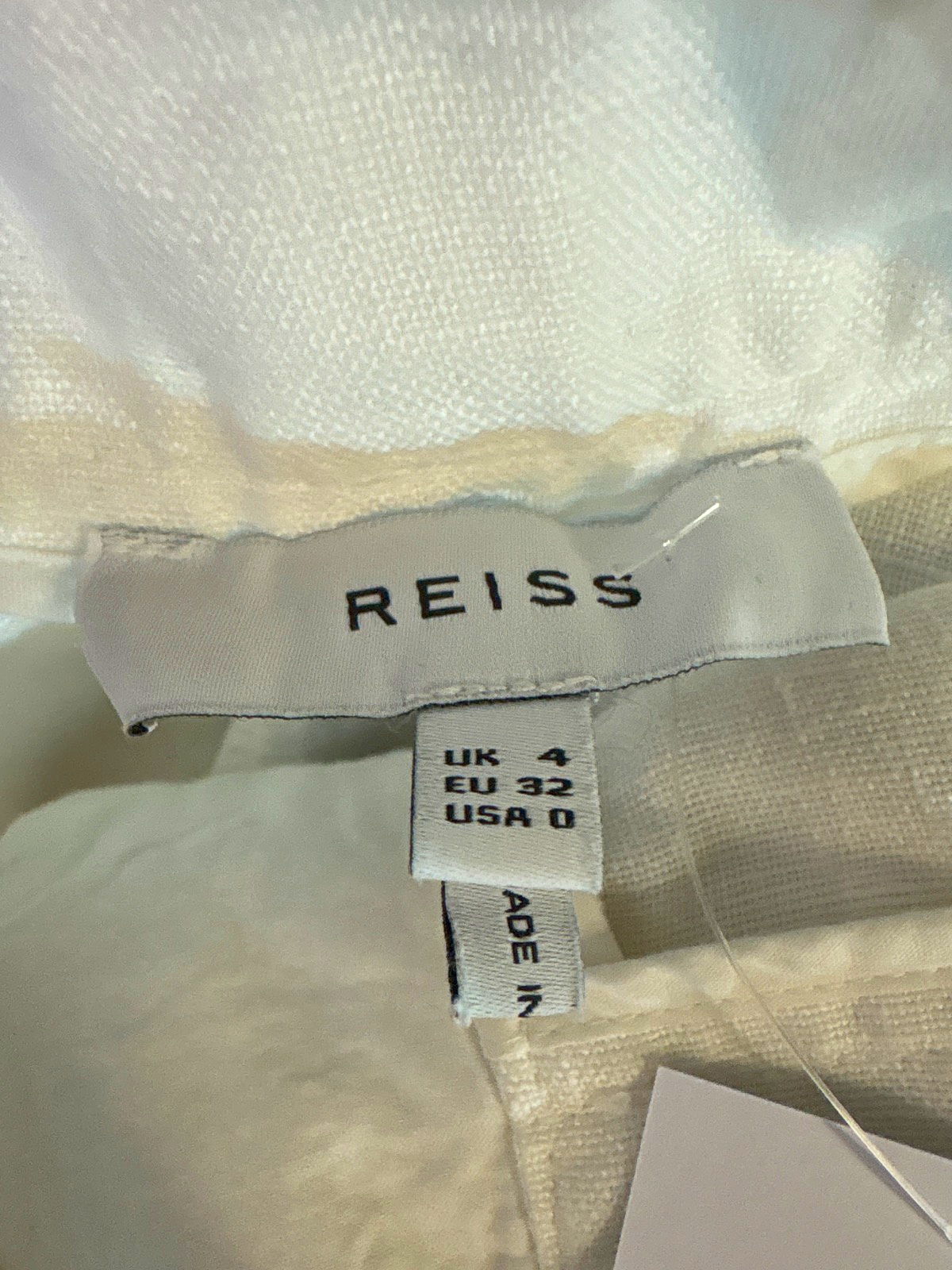 Reiss White Linen Wide Leg Trousers UK 4