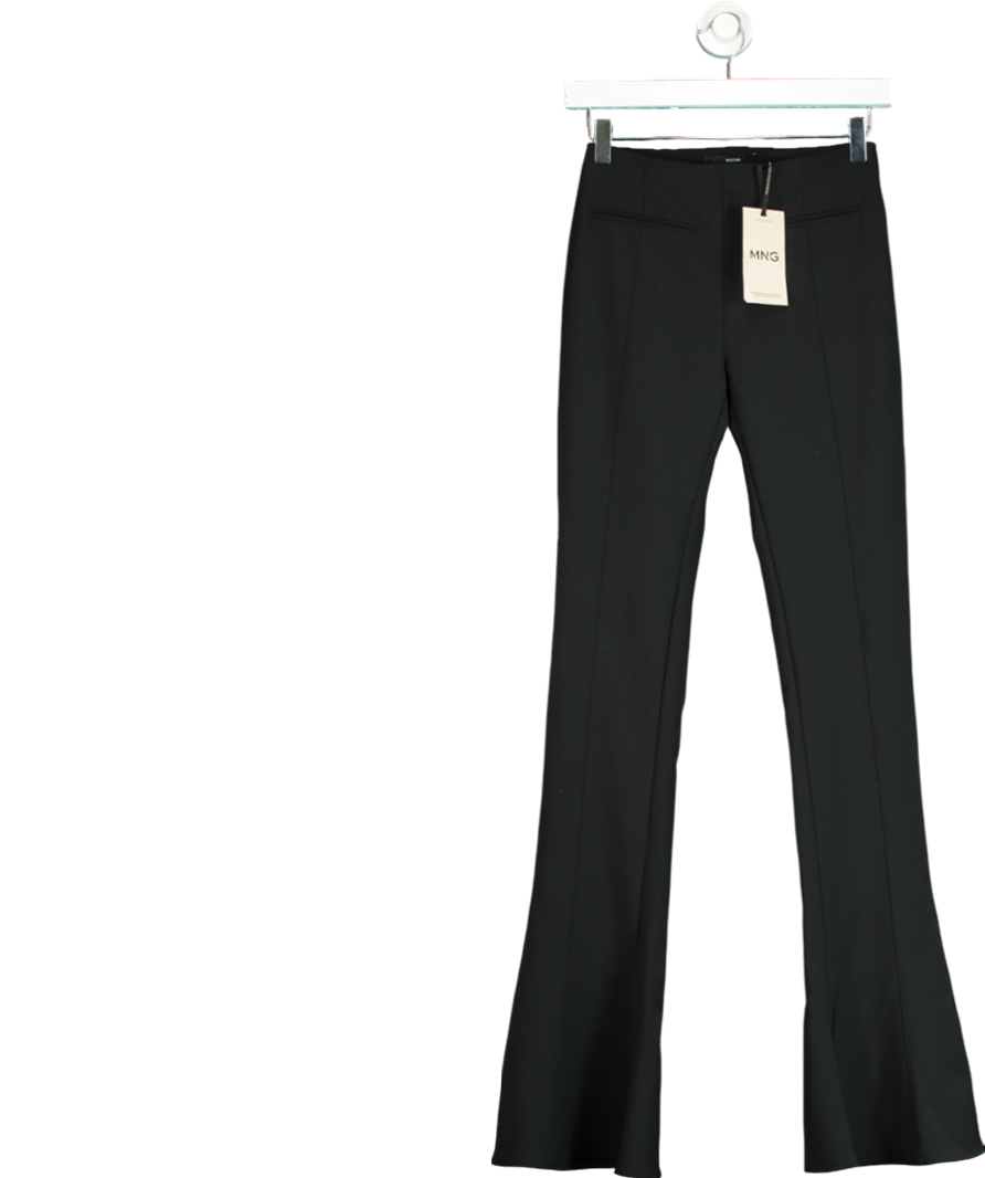 MANGO Black Flared Wool Trousers UK 4