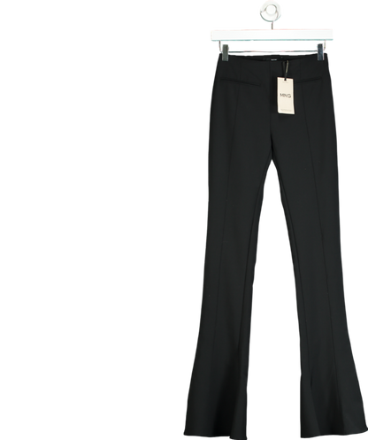 MANGO Black Flared Wool Trousers UK 4