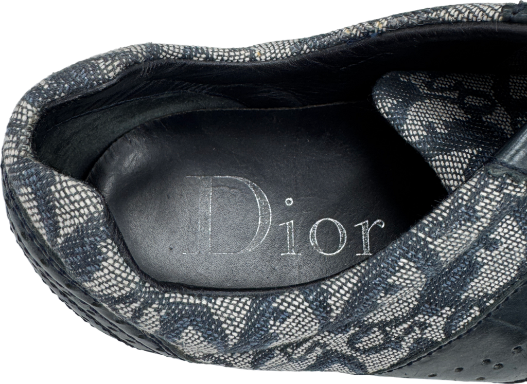 Dior Blue Leather And Diorissimo Canvas Low Top Sneakers UK 7 EU 40 👠