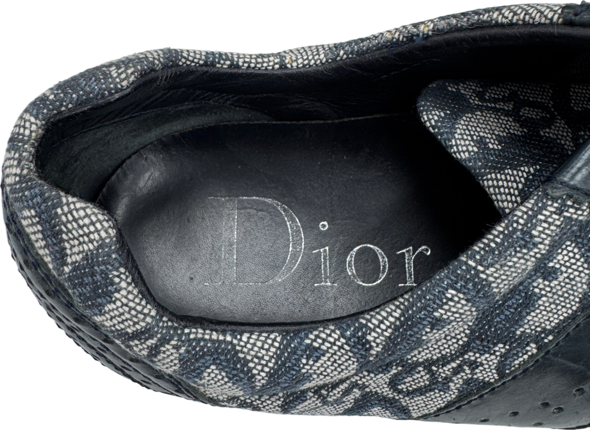 Dior Blue Leather And Diorissimo Canvas Low Top Sneakers UK 7 EU 40 👠