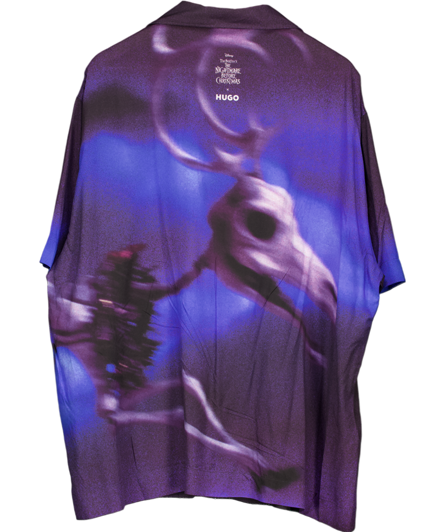 Blue Hugo X Disney's The Nightmare Before Christmas Loose-fit Printed Shirt UK XL