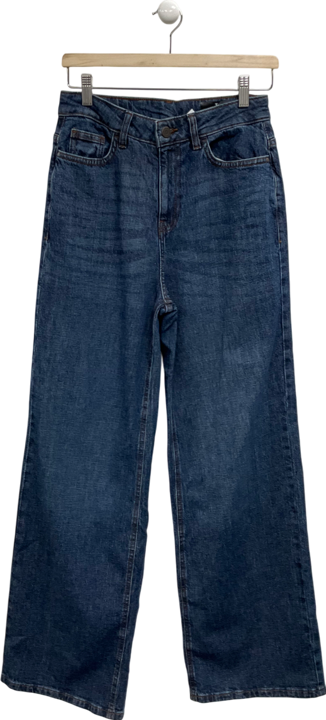 TU Sainsburys Blue Dark Wash Wide Leg Jeans - Long Length UK 8