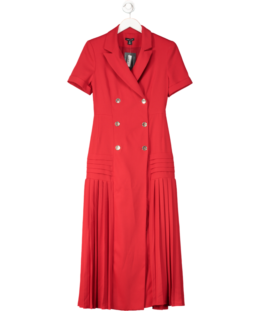 Karen Millen Red Pleated Tailored Midi Blazer Dress UK 8