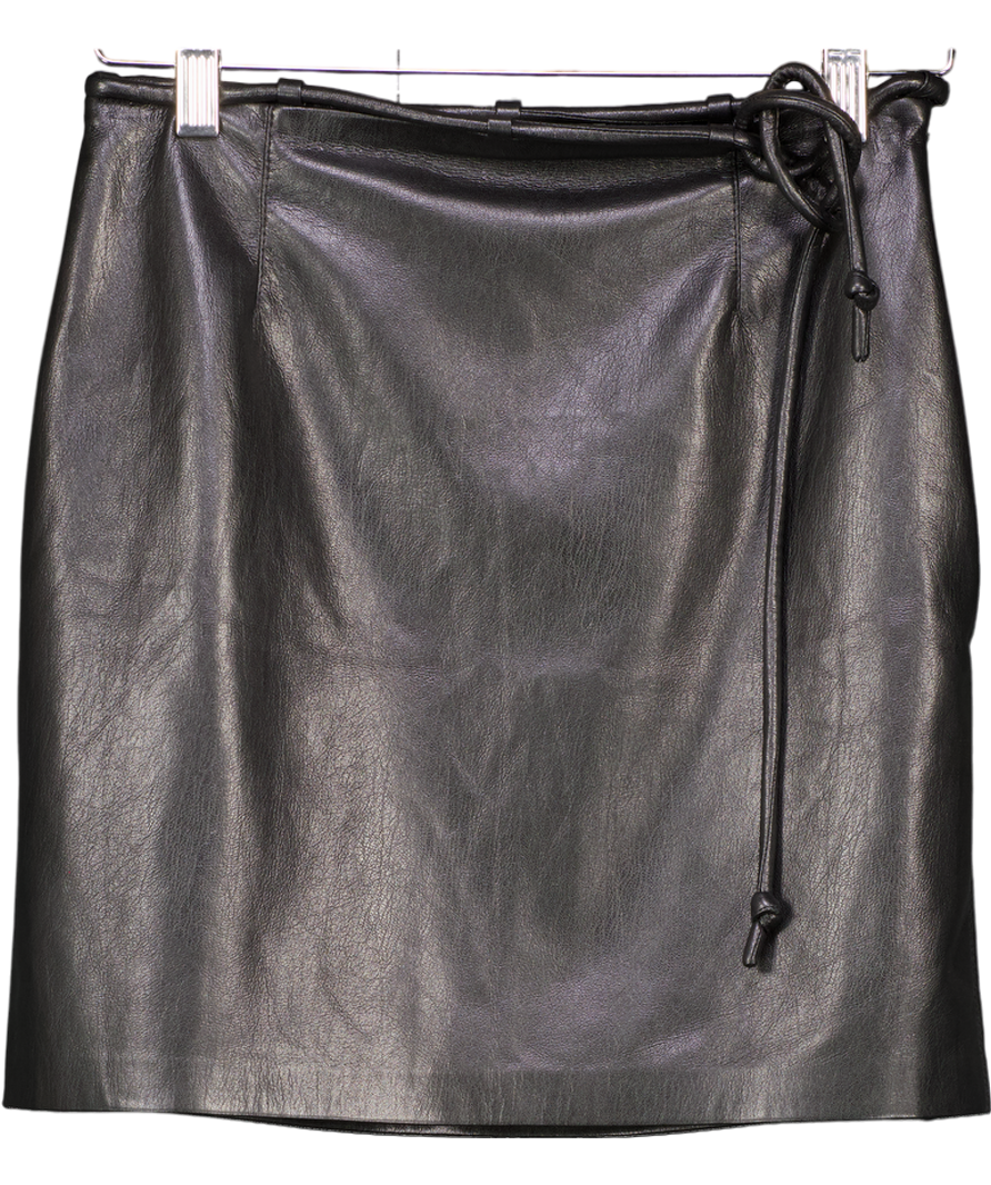 Nanushka Black Vegan Leather Okobor Mini Skirt UK XS