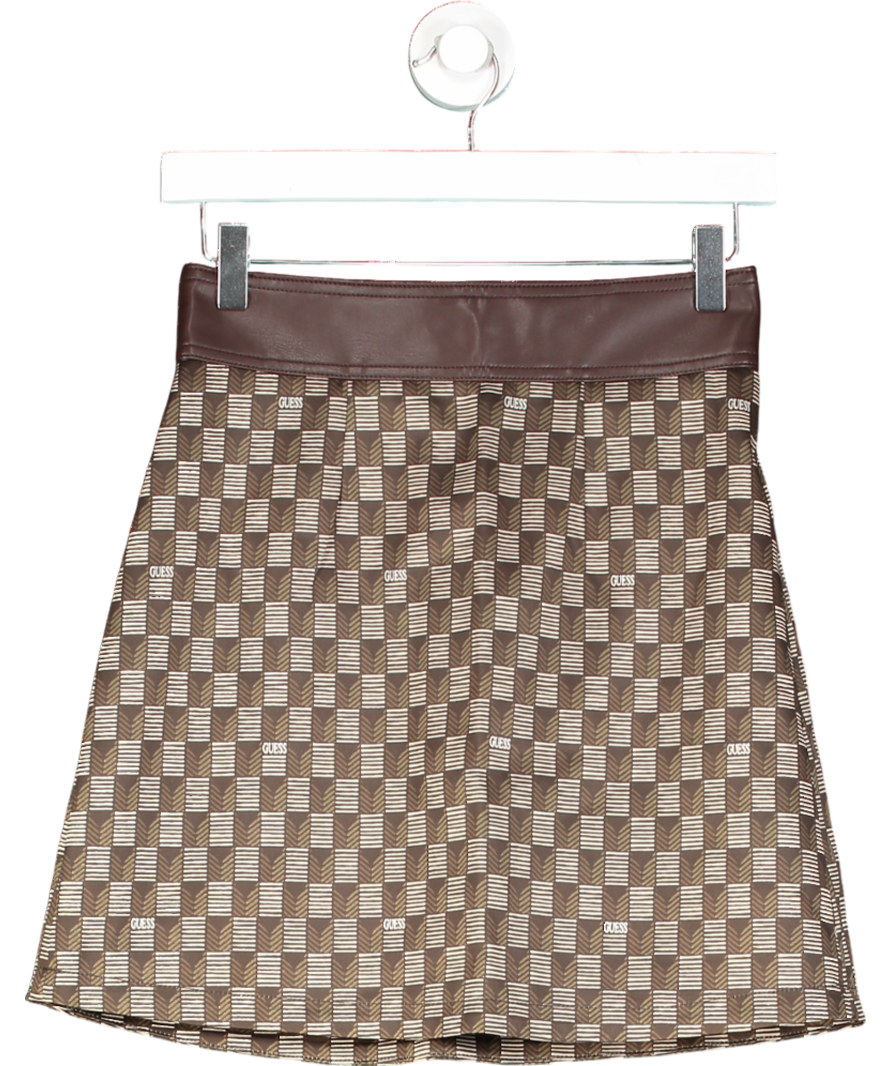 Guess Brown All Over Print Mini Skirt UK 6