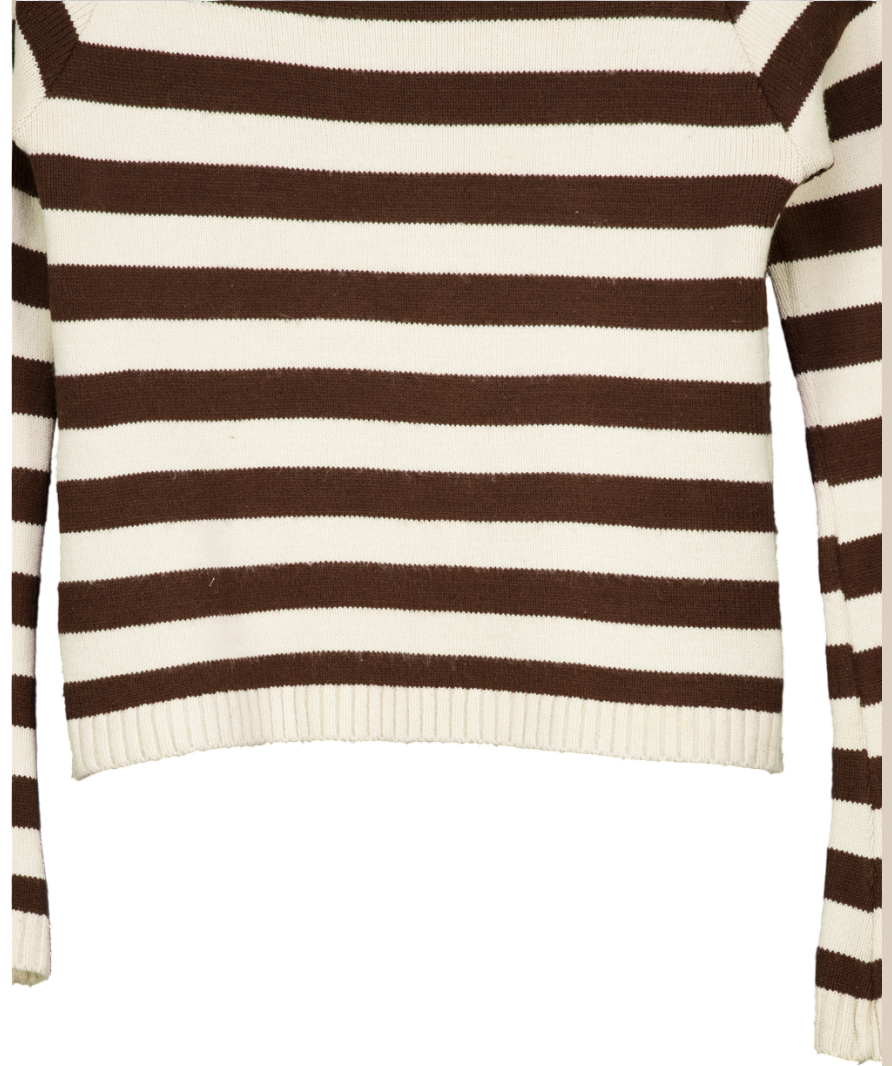 Drelux collection Brown And Cream Fold-over Off The Shoulder Sweater UK XS/S