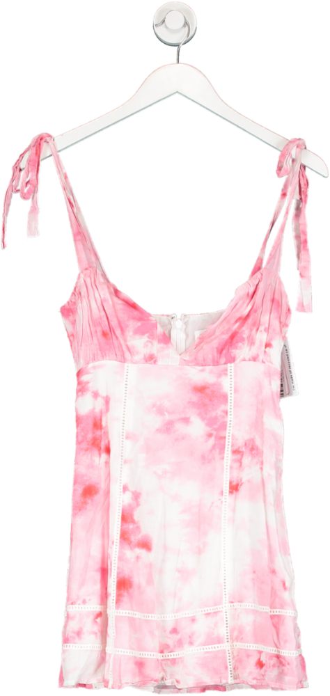 Lovers and Friends Pink Tie Dye Effect Cotton Mini Dress UK XS