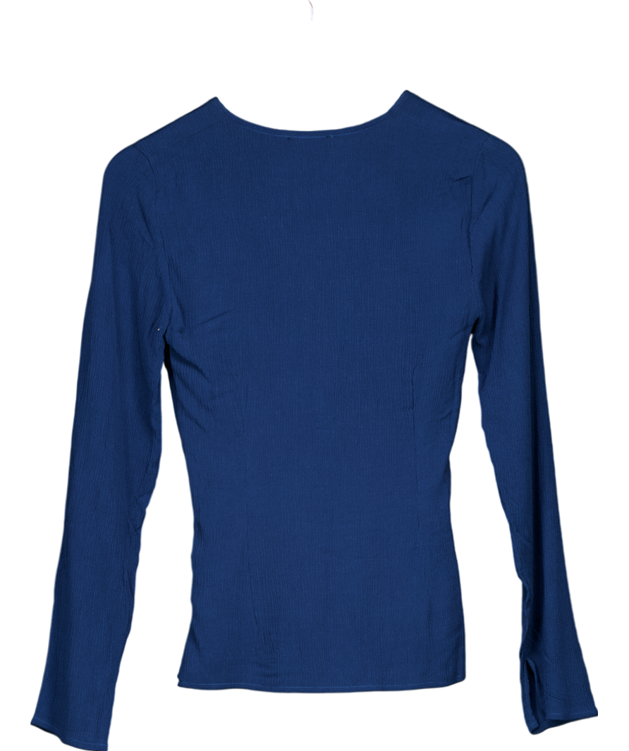 Whistles Blue Twist Front Textured Top UK 6