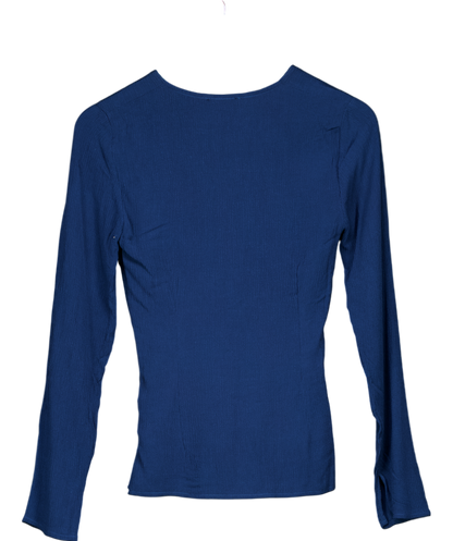 Whistles Blue Twist Front Textured Top UK 6