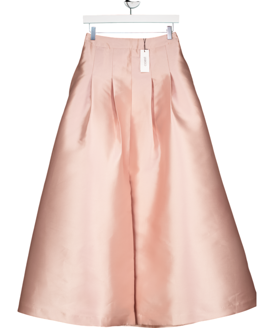 Coast Pink Twill Pleat Midi Skirt UK 8