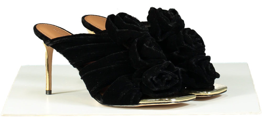 Kurt Geiger Black Velvetbloom mule heels UK 6