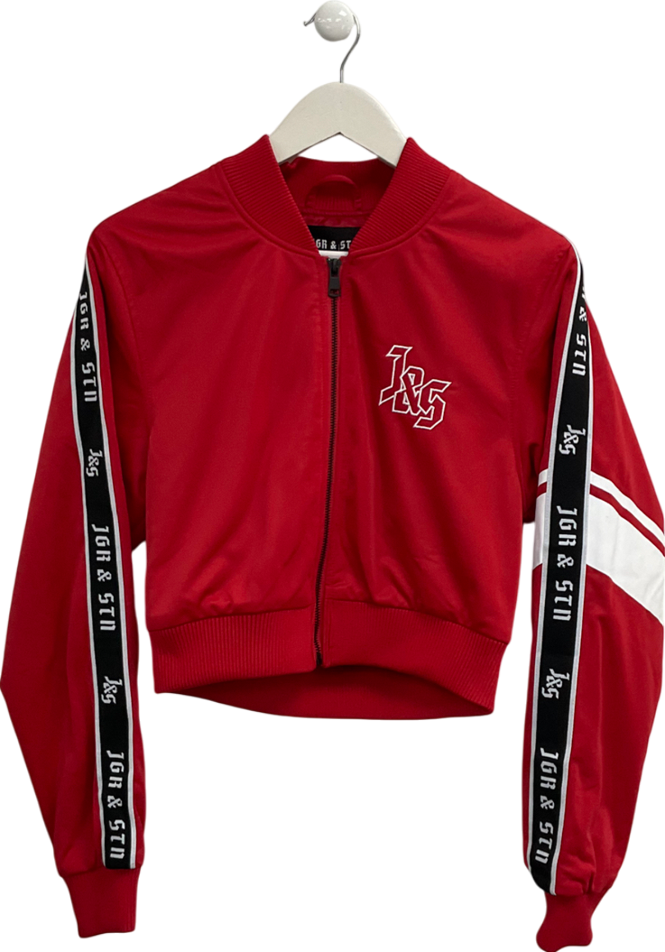 JGR & STN Red Embroidered Logo Zip Through Jacket UK 8