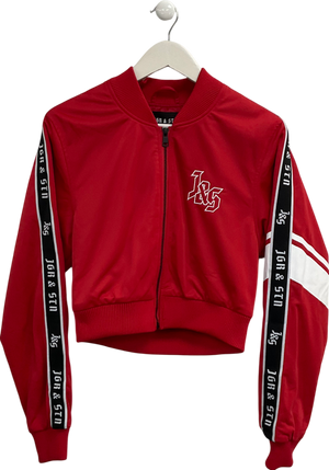 JGR & STN Red Embroidered Logo Zip Through Jacket UK 8